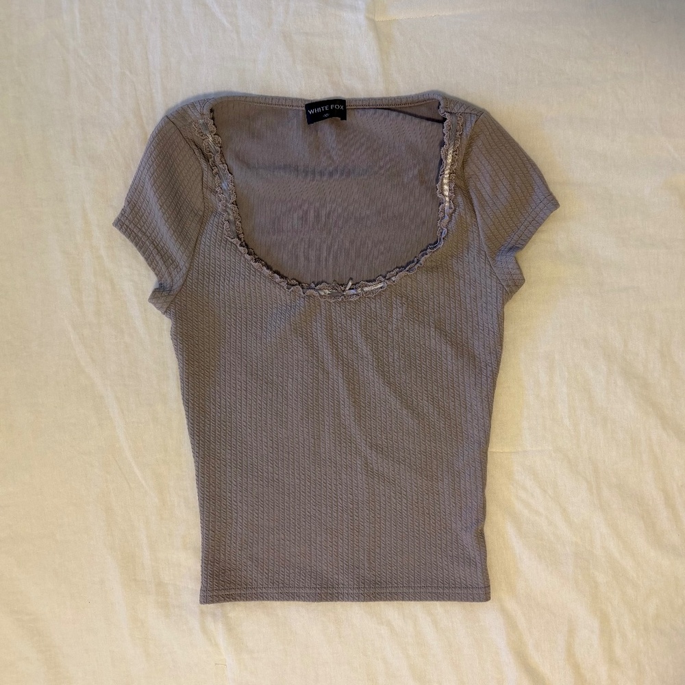 White Fox Scoop Neck top with Lace Detailing